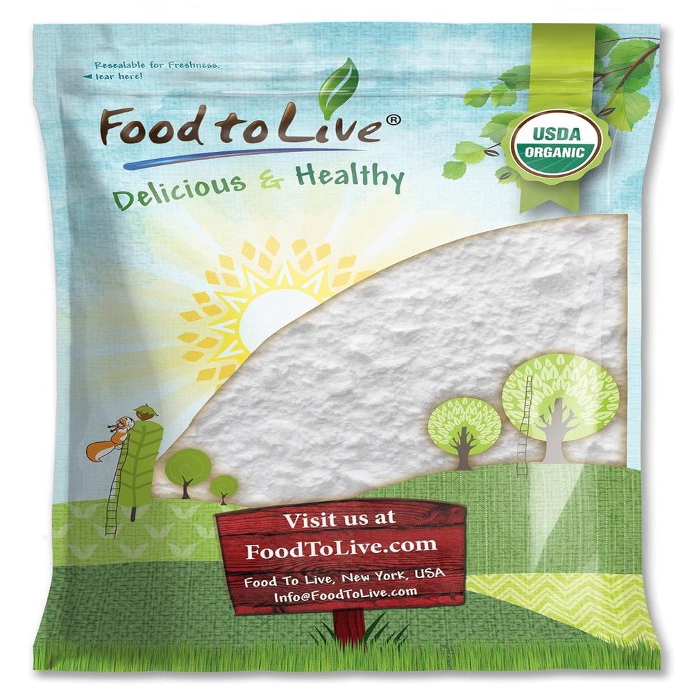 Food to Live Organic Arrowroot Flour, 8 Pounds Non-GMO Powder, Fine Starch, Grain-Free, Vegan, Bulk. Rich in Dietary Fiber. Natural Food Thickener