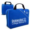 DormDoc College First Aid Kit  Compact Emergency Medical Kit for Dorm Rooms, School, Sports  with Bandages, OTC Medicines for Relief, Gauze, Quick Care Set  Portable Health Kit - 175 PCS, Blue view 1