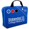 DormDoc College First Aid Kit  Compact Emergency Medical Kit for Dorm Rooms, School, Sports  with Bandages, OTC Medicines for Relief, Gauze, Quick Care Set  Portable Health Kit - 175 PCS, Blue view 2
