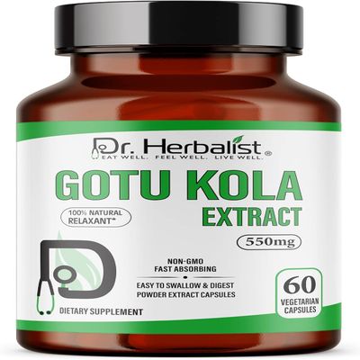 Dr. HERBALIST Gotu Kola Extract 550mg  60 Vegan Capsules | 10:1 Extract = 5,500mg Raw Herb | Premium Quality | Non-GMO, Gluten-Free | Daily Herbal Support | Centella asiatica Extract