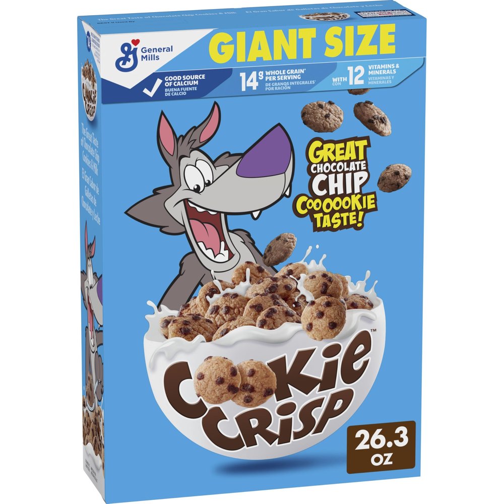 Cookie Crisp Breakfast Cereal, Chocolate Chip Cookie Taste, Made with Whole Grain, Giant Size, 26.3 oz