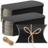 SEUNMUK 150 Pack 5 x 3.5 Inches Large Pillow Boxes, Kraft Pillow Box with Jute Twines, Black Pillow Candy Box Party Wedding Favor for Anniversary, Birthday, Halloween view 1