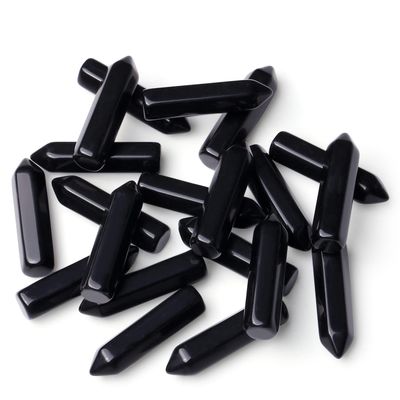 10PCS Black Obsidian Natural Healing Crystals Stones Sets Polished Tumbled Pocket Gemstones Bulk Hexagonal Points Reiki Energy Balancing Chakra Meditation Therapy Gift