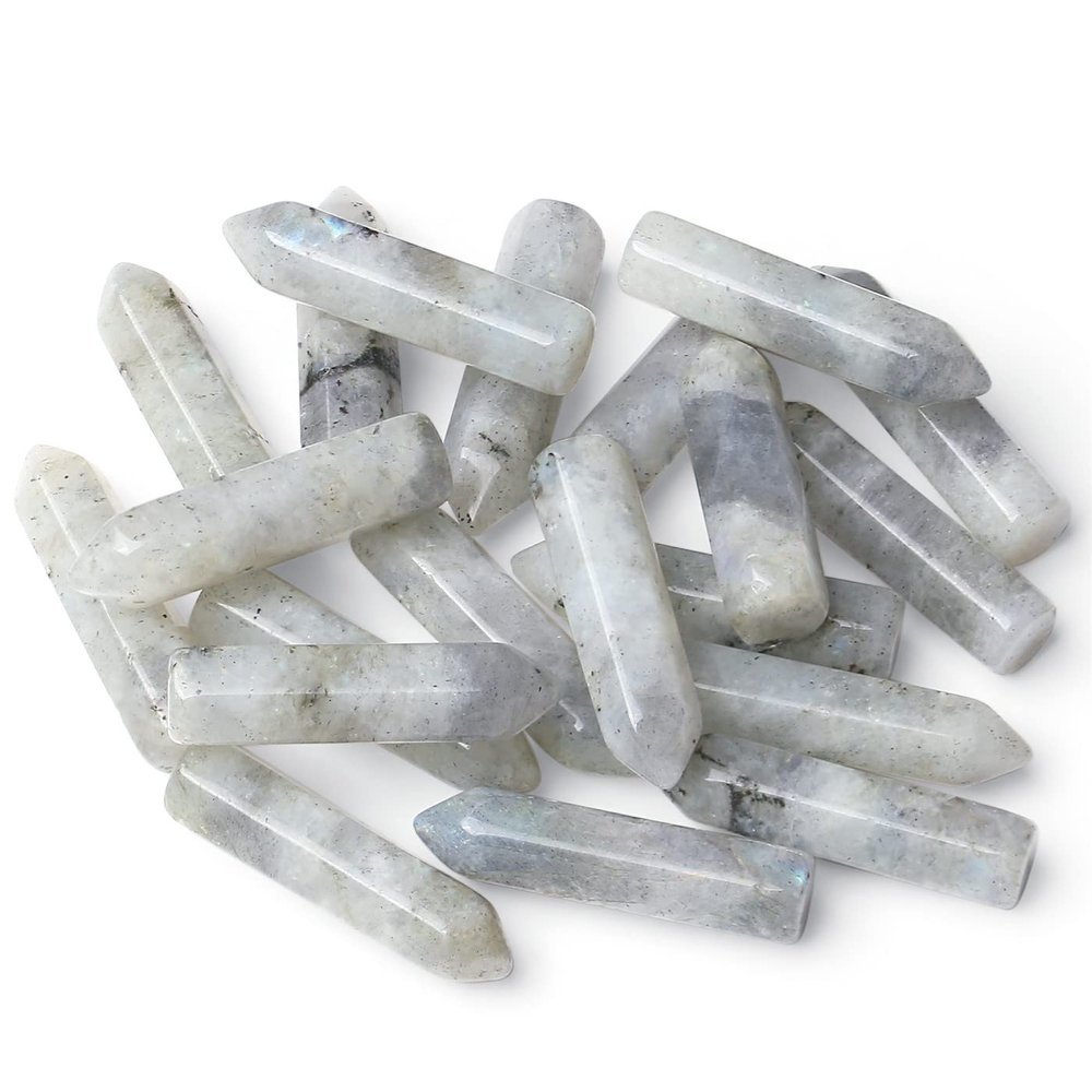 10PCS Labradorite Natural Healing Crystals Stones Sets Polished Tumbled Pocket Gemstones Bulk Hexagonal Points Reiki Energy Balancing Chakra Meditation Therapy Gift