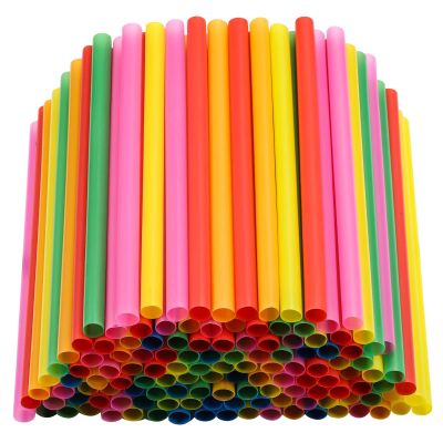 200PCS 8.3 inch Jumbo Smoothie Straws,Colorful Disposable Plastic Large Wide-mouthed Straw