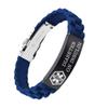 AOAMID Medical Alert Bracelets for Men Women Adjustable Free Engraving Sport Silicone Medical ID Bracelets 8.5 Inches (1Buckle-Blue-diabetes on insulin)