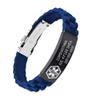 AOAMID Medical Alert Bracelets for Men Women Adjustable Free Engraving Sport Silicone Medical ID Bracelets 8.5 Inches (1Buckle-Blue-customize)