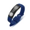 AOAMID Medical Alert Bracelets for Men Women Adjustable Free Engraving Sport Silicone Medical ID Bracelets 8.5 Inches (Blue-allergy to penicillin)