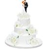 14 Pcs Bride and Groom Cake Topper, Wedding Cake Toppers with Artificial White Flower for Wedding and Engagement Party view 1