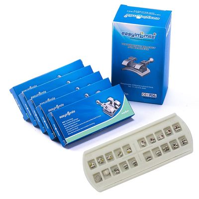 SNAWOP Dental Orthodontic Brackets Mini Metal Tooth Braces Roth/MBT (5 Packs Roth 022 3-4-5 with Hooks)