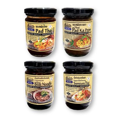 Thai Aree Sampler Pack 4 Variety of the Most Popular Thai Dishes Sauces 240 G. Each (Pack of 4)