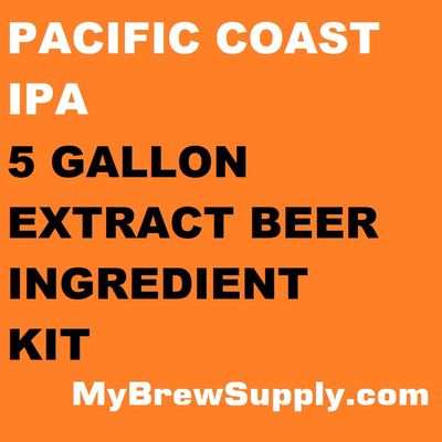 My Brew Supply Pacific Coast Beer Extract Kit | Pale Dry Malt Extract | Carabrown, Biscuit Malt, & Carapils Grain | Columbus Pellet Hops | Fermentis Safale Yeast | Priming Sugar | 5 Gallon Yield