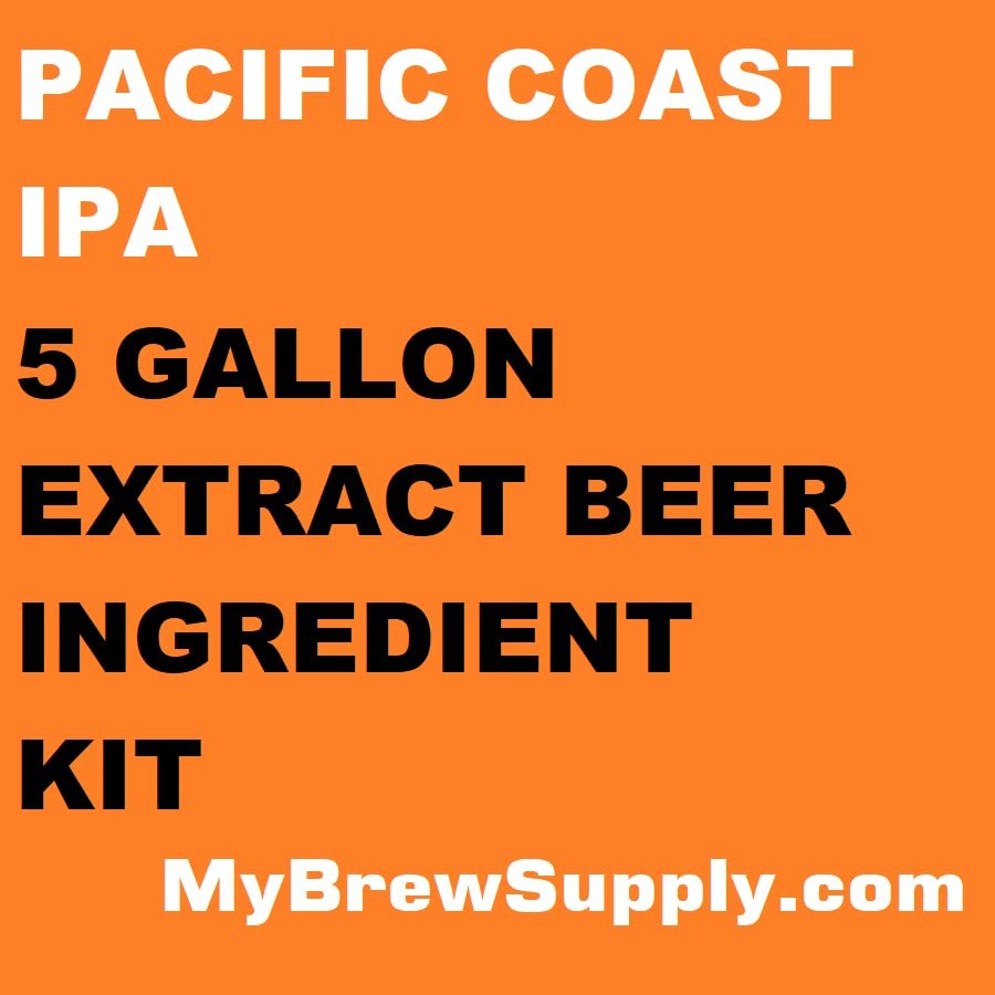 My Brew Supply Pacific Coast Beer Extract Kit | Pale Dry Malt Extract | Carabrown, Biscuit Malt, & Carapils Grain | Columbus Pellet Hops | Fermentis Safale Yeast | Priming Sugar | 5 Gallon Yield