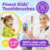 Trueocity Kids Toothbrush 2 Pack - Soft Contoured Bristles - Child Sized Brush Heads (3-10 Year Old) - Suction Cup for Fun & Easy Storage - Girl & Boy Set (2-Pack, Blue & Orange) view 3