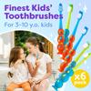Trueocity Kids Toothbrush 6 Pack - Soft Contoured Bristles - Child Sized Brush Heads (3-10 Year Old) - Suction Cup for Fun & Easy Storage - Girl & Boy Set (6-Pack, Blue & Orange) view 2
