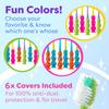 Trueocity Kids Toothbrush 6 Pack - Soft Contoured Bristles - Child Sized Brush Heads (3-10 Year Old) - Suction Cup for Fun & Easy Storage - Girl & Boy Set (6-Pack, Blue & Orange) view 4