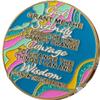 1 Year AA Medallion Elegant Marble Tahiti Teal Blue and Pink Gold Plated Chip view 2