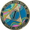 1 Year AA Medallion Elegant Marble Tahiti Teal Blue and Pink Gold Plated Chip view 3