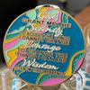 1 Year AA Medallion Elegant Marble Tahiti Teal Blue and Pink Gold Plated Chip view 4