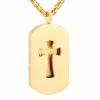 KBFDWEC Cut Out Cross & Dog Tag Stainless Steel Essential Oil Diffuser Necklace with Free Pads Aromatherapy Pendant for Men view 1