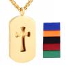KBFDWEC Cut Out Cross & Dog Tag Stainless Steel Essential Oil Diffuser Necklace with Free Pads Aromatherapy Pendant for Men view 2