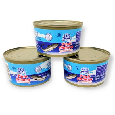 Belevini Pink Salmon Canned Wild Caught Alaskan 212g/7.4 Oz Natural Source of Omega-3 Fatty Acid, Rich in Protein, Ideal for Keto Diet & Paleo Diet (Pack of 3)
