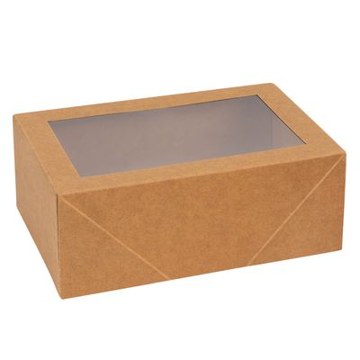 Hammont Premium Rectangular Bakery Boxes (8 Pack) | Kraft 7.5x5x3 Pastries Boxes With Clear Window | Non-glossy Gift Boxes | Cardboard Paper Boxes for Cupcakes, Treats, Gifts
