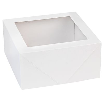 Hammont Premium Square Bakery Boxes (8 Pack) | White 6x6x3 Pastry Box With Clear Window | Non-glossy Gift Box | Cardboard Paper Box for Cupcakes, Treats, Gifts