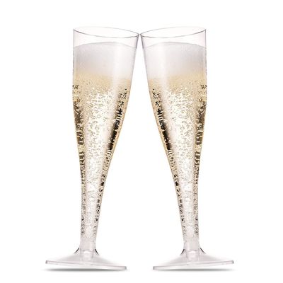 30 Pack Disposable Clear Plastic Champagne Flutes - 5 Oz Toasting Glasses for Wedding Party, Cocktail, Mimosa