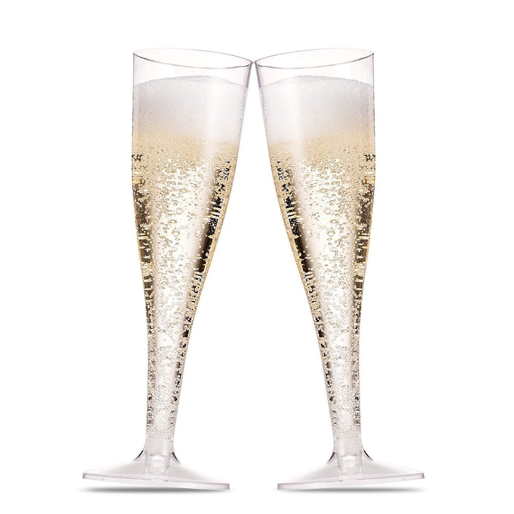 30 Pack Disposable Clear Plastic Champagne Flutes - 5 Oz Toasting Glasses for Wedding Party, Cocktail, Mimosa