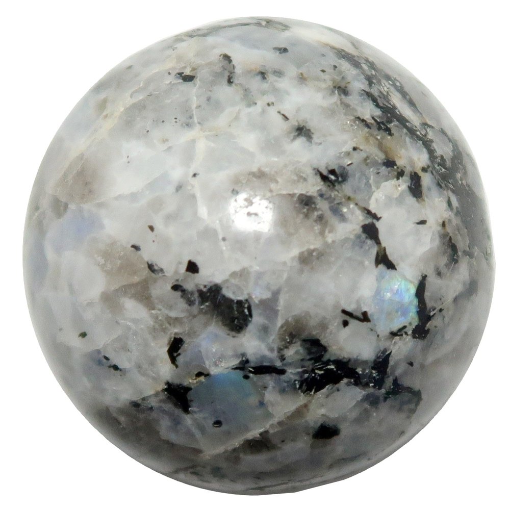 Moonstone Tourmaline Sphere Full Moon Rainbow Crystal Ball 2.0-2.25 Inches