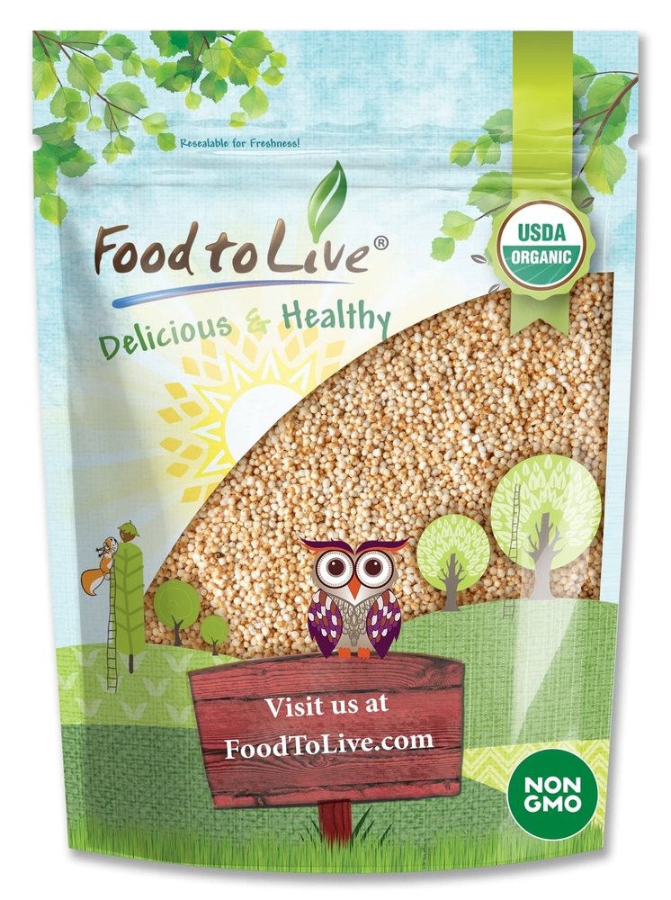 Organic Popped Amaranth, 4 Ounces Non-GMO Puffed Seeds, No Sugar Added, Vegan, Bulk Grain. Good Source of Protein. Great Pop Snack. Perfect as Topping for Breakfast Cereal, Porridge, Yogurt