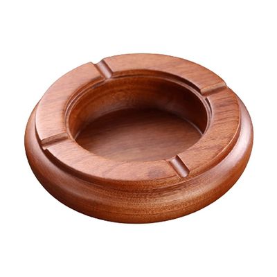 DFDFSFG Portable Rosewood Cigar Ashtray,Durable Solid 4 Slot Cigar Holder,Round Wooden Cigar Ash Tray for Home Office Decoration Durable (Color : Style1, Size : Withou lid)