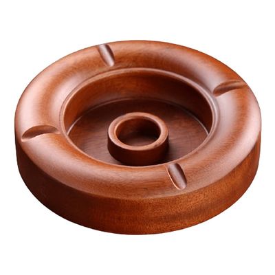 DFDFSFG Portable Wooden Cigar Ashtray,Durable Solid 4 Slot Cigar Holder,Round Wooden Cigar Ash Tray for Home Office Decoration Durable (Color : Style2, Size : Without lid)