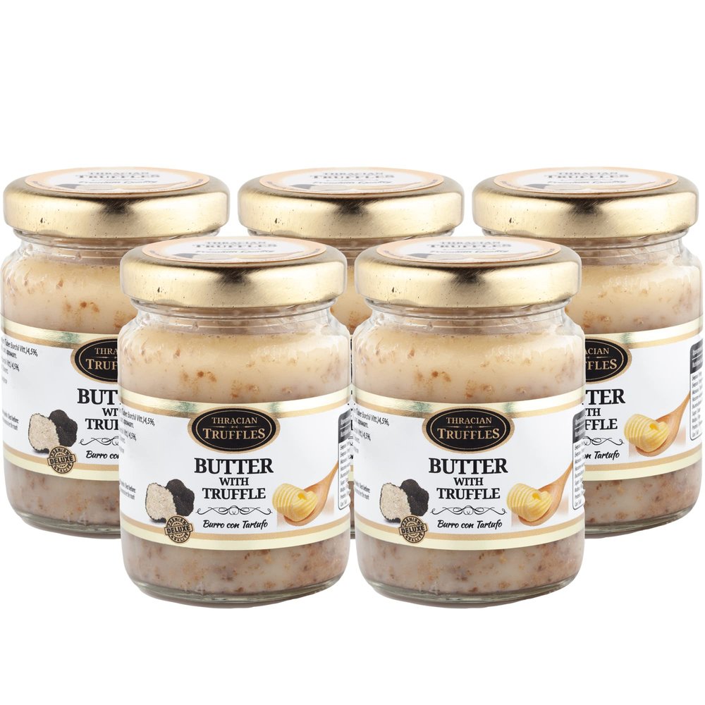 Truffle butter, Butter with white truffle tuber borchii vitt, Burro con tartufo, Intense taste and flavour, Suitable for white truffle risotto, appetizers, pasta dishes, meat, toast, popcorn 5 x 80g