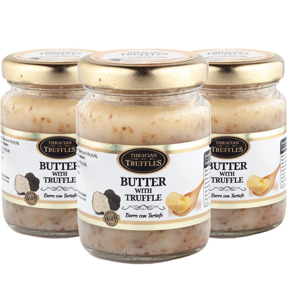 Truffle butter, Butter with white truffle tuber borchii vitt, Burro con tartufo, Intense taste and flavour, Suitable for white truffle risotto, appetizers, pasta dishes, meat, toast, popcorn 3 x 80g