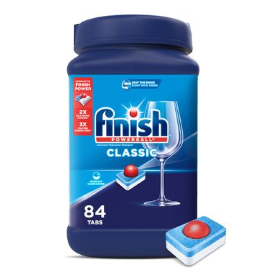 Finish Classic Dishwasher Pods, No Pre-Rinse Dishwasher Detergent Soap For Clean & Shine everyday with grease fighting Power, 84 count