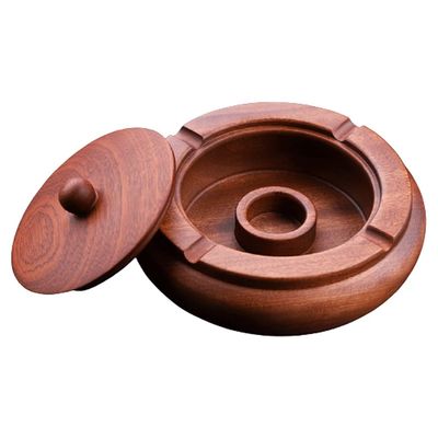 DFDFSFG Portable Wooden Cigar Ashtray,Durable Solid 4 Slot Cigar Holder,Round Wooden Cigar Ash Tray for Home Office Decoration Durable (Color : Style1, Size : with lid)
