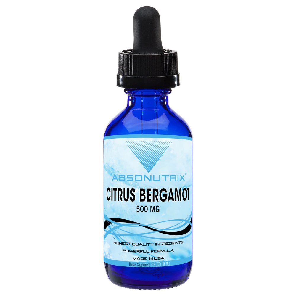 Absonutrix Citrus Bergamot Extract 500 mg, 4 Fl Oz Bottle, 200 Potent Servings, Easy-to-Consume Liquid Drops, Quick Absorption, Gluten-Free, Third-Party Tested, GMP-Certified, Non-GMO, Made in USA