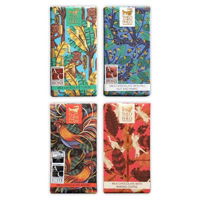 Theo & Philo Best Sellers Chocolate Bundle Milk Chocolate 4 Pack - Filipino Chocolate - Premium, Bean-to-Bar, Direct Sourced, Made at Origin, Woman Owned, BIPOC Owned, Award Winning - - Bundle