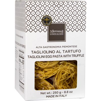 Allemandi Pasta Tagliolini Egg Pasta with Truffle - Made with Italian Durum Wheat Semolina Naturally Flavored with Truffle & Cage-Free Eggs 250g (8.8 Ounce)