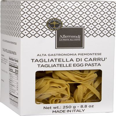 Allemandi Pasta Tagliatella Di Carru Egg Pasta - Made with Italian Durum Wheat Semolina & Cage-Free Eggs, 250g (8.8 Ounce)