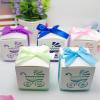 Crysdaralovebi Laser Cut Hollow Baby Carriage Cookie Gift Boxes Wedding Baby Shower Candy Treat Bag Wedding Favors Gifts Box Party Supplies (Blue,50 PCS) view 2