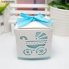 Crysdaralovebi Laser Cut Hollow Baby Carriage Cookie Gift Boxes Wedding Baby Shower Candy Treat Bag Wedding Favors Gifts Box Party Supplies (Blue,50 PCS) view 3