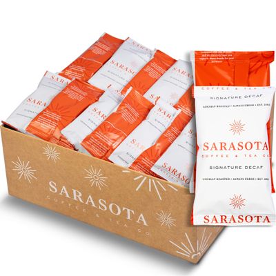 Coffee Packets  Dark Roast Decaf Ground Packs, Low Acid Pre-Measured 2oz Bags for 12-Cup Drip Brewers, Bulk Single-Pot Commercial Pouches