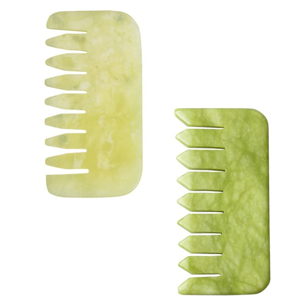Healifty 2pcs Natural Jade Gua Combs for Head and Neck Massage Portable Scalp Massager Durable and Smooth Design Stimulates Blood Circulation Relieves Headaches