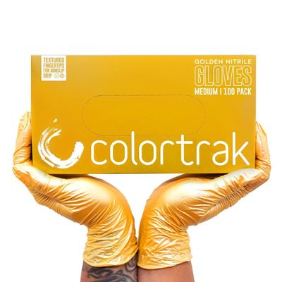 Colortrak Luminous Collection Disposable Nitrile Gloves, Gold, Large, Single-Use, Allergy-Safe, Latex-Free, Powder-Free, Odor-Free, Textured Finger Tips