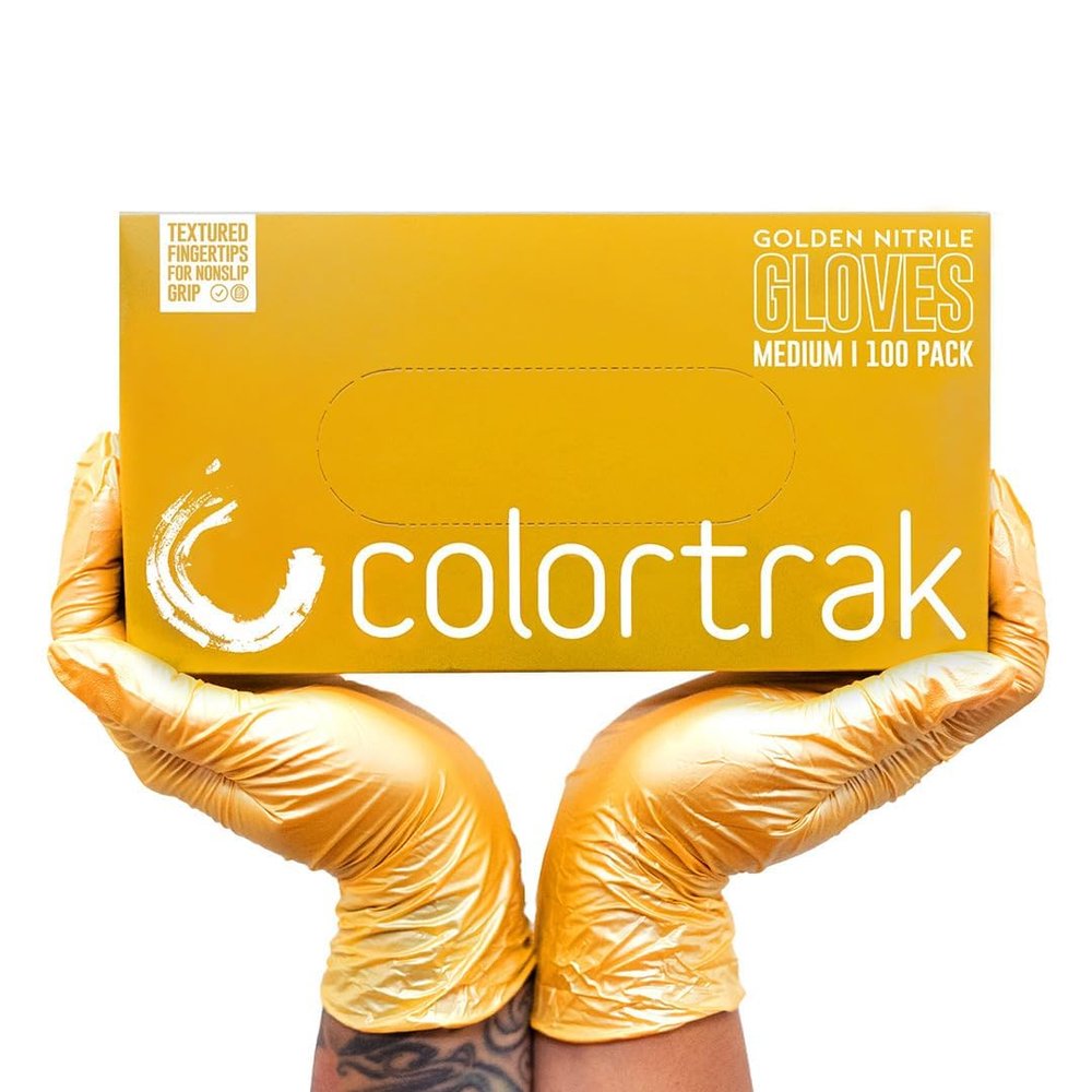 Colortrak Luminous Collection Disposable Nitrile Gloves, Gold, Large, Single-Use, Allergy-Safe, Latex-Free, Powder-Free, Odor-Free, Textured Finger Tips