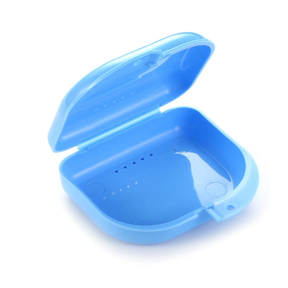 AKOAK 2 Pcs Oral Protection Storage Case, Denture Storage Case, with Vent Hole, Suitable for Office, Travel, Home - Light and Small, Snap-Tight Retainer Holds (Blue)