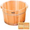 Foot Tub Wooden Foot Basin Footbath Tub, Fragrant Fir Foot Bath Barrel, Wooden Foot Washing Bucket, Household Foot Soaking Basin, Pain Fatigue Relief Sauna Foot Washing Barrel (Color : 4),Massage Roll view 2